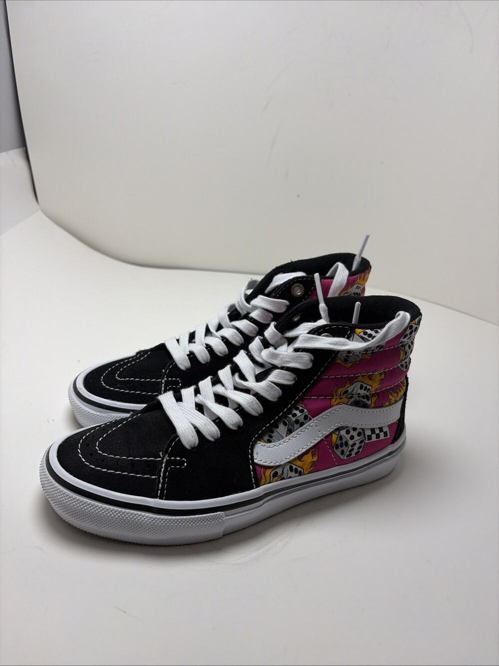 VANS Skate SK8-Hi Fuchsia Fedora Dice Flame Size 4